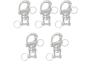 5pcs Swivel Snap Shackles, 316 Stainless Steel Quick Release Spring Hook Marine Grade Sailing Halyard Shackle for Boat Riggin
