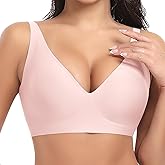 SINFLA Wireless Bras for Women Deep V Seamless Bra No Underwire Bras