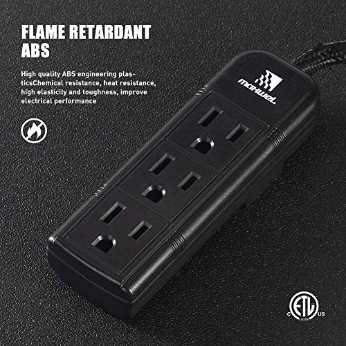 Power Strip Wall Mountable ETL Listed 3 Grounded Outlets 10 Inch