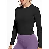 GGOV Womens Long Sleeve Crop Workout Tops Yoga Cropped Top Gym Shirts Athletic Clothes Slim Fit