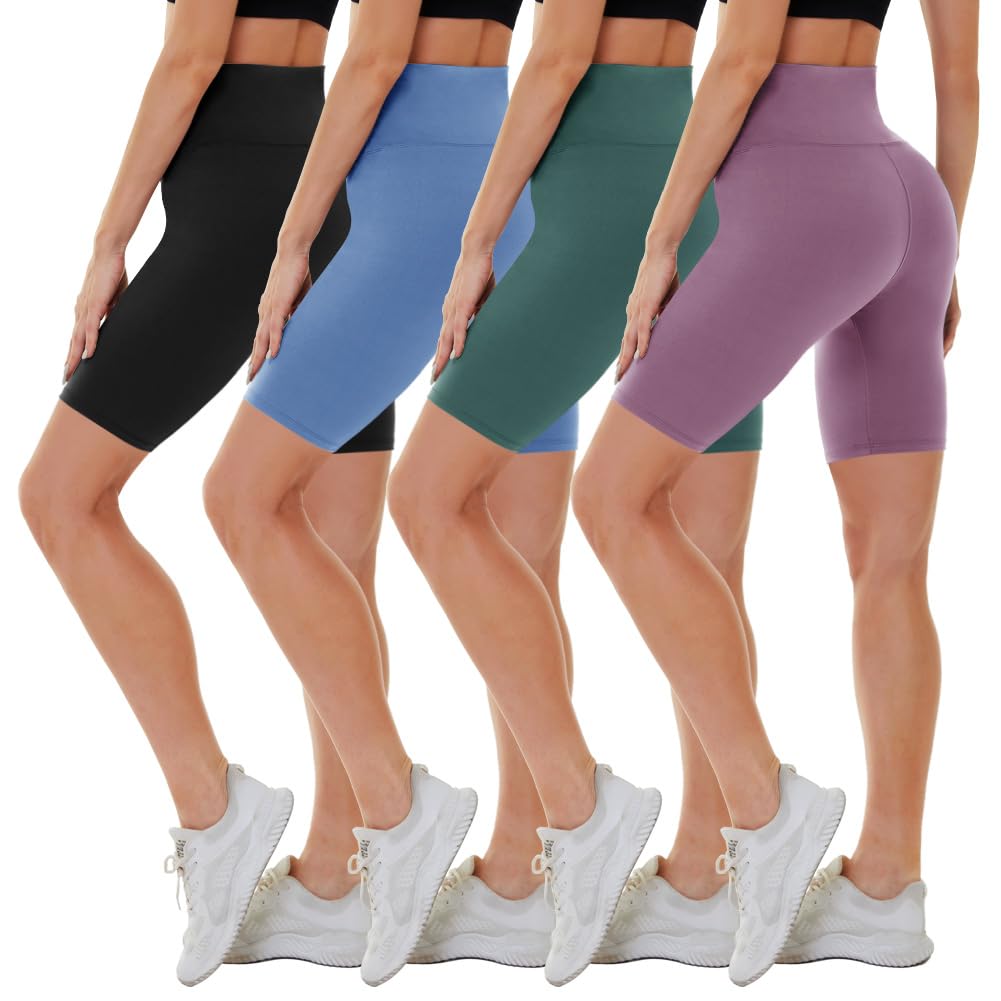 Photo 1 of ***PARTIAL SET/MISSING 2 PAIRS OF SHORTS** CAMPSNAI 4 Pack Biker Shorts for Women High Waist - 5"/8" Tummy Control Soft Athletic Yoga Workout Running Gym Shorts L