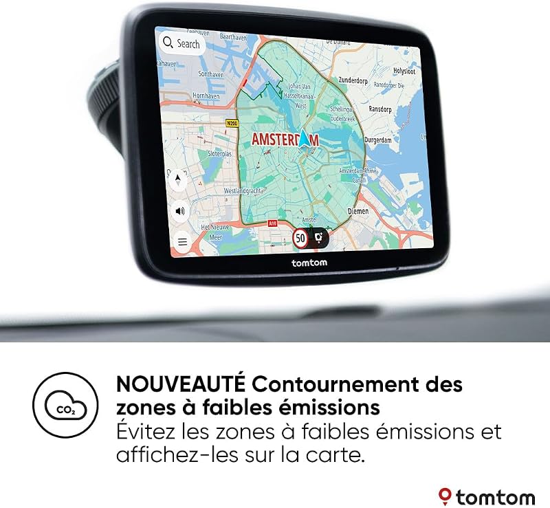 GPS GO Superior (Ecran 7 Pouces, Info Trafic, Alertes de Zones de Danger, Cartes Monde, Mise à Jour Rapide Via WiFi, Prix du Carburant, Fixation Magnétique Alimentée) - Nouveau Logiciel