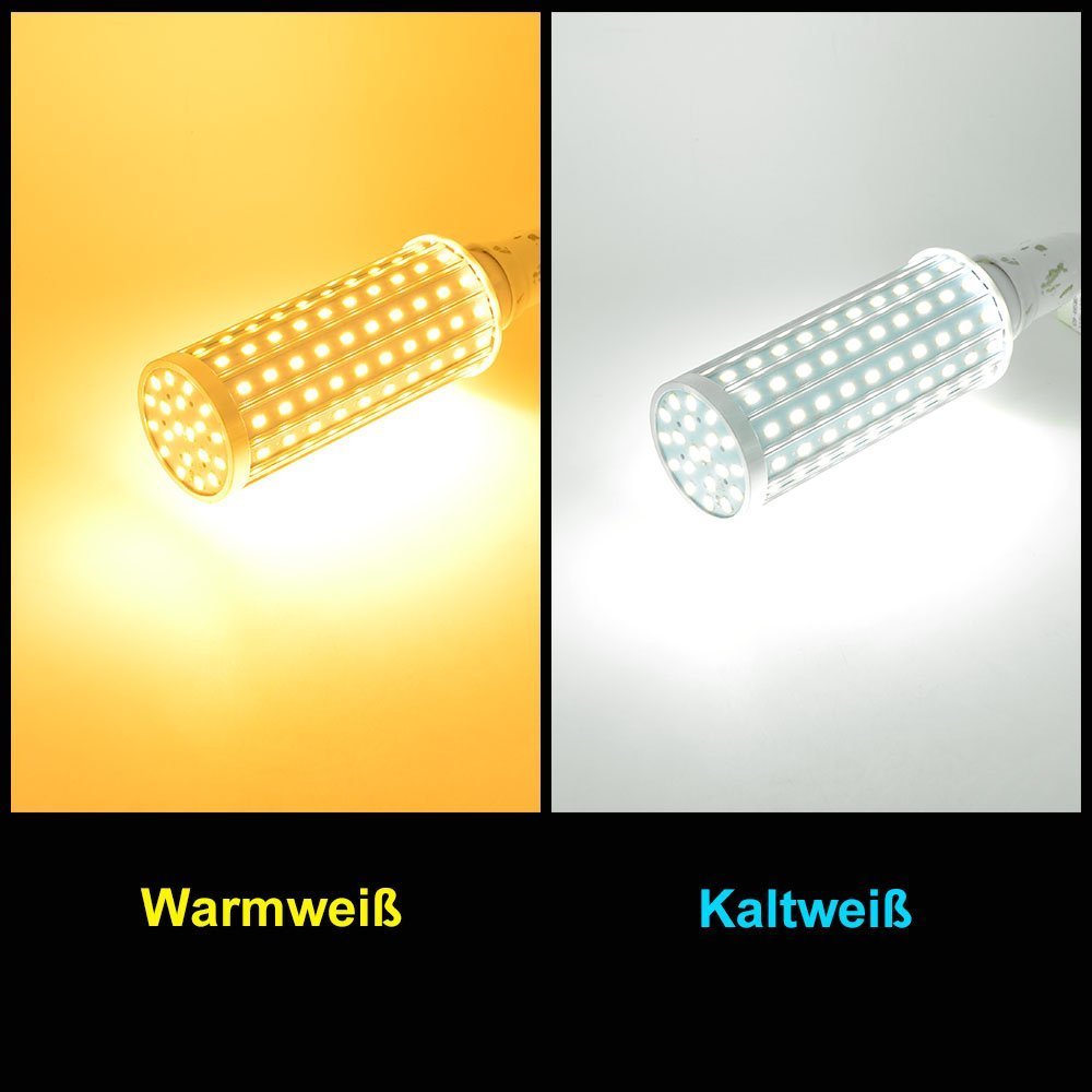 2 x Lampada LED E27 20 W 72 x 5730 SMD LED (360 Angolo, 800LM, AC 85 – 265 V, 51 x 131 mm) con anelli alluminioe Tico asciugatrice [classe di efficienza energetica A] bianco caldo