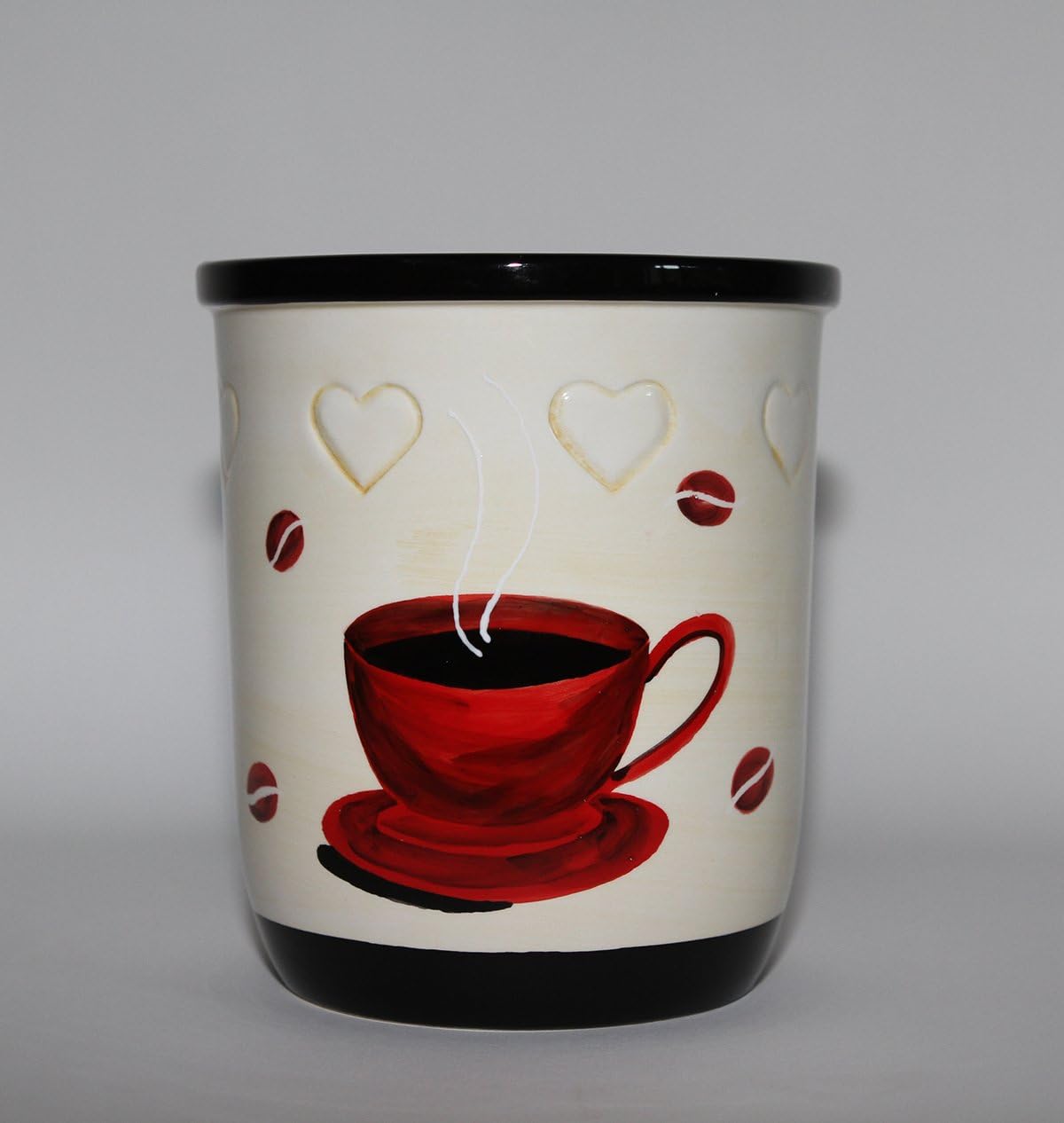 Tuscany Colorful Coffee Bean Hand Painted Ceramic Utensil Jar, 83339