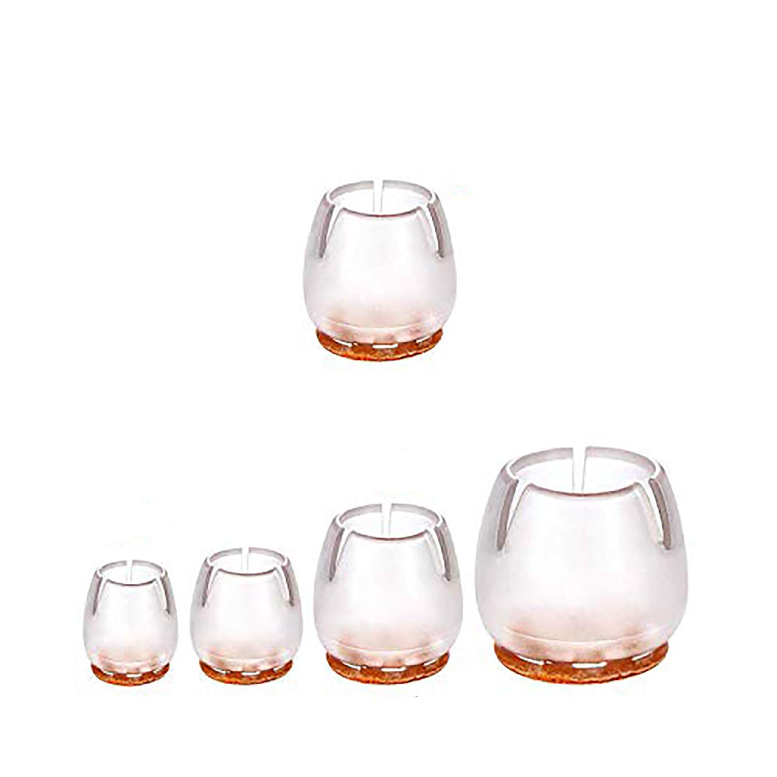TSACTE Chair Leg Caps, Round Clear Silicone Table Furniture Leg Feet Tips Covers Wood Floor Protectors, Felt Pads, Fit Diameter 1 to 1-3/16 Inch (2.55-3.0cm),24Pack (24, 1 to 1-3/16 Inch (2.55-3.0cm))