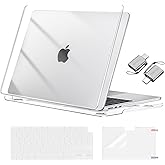 MOSISO Compatible with MacBook Air 15 inch Case 2026 2025 2024 2023 M4 A3241 M3 A3114 M2 A2941 with Liquid Retina Display Touch ID,Plastic Hard Shell&Keyboard Skin&Screen Film&Type C, Crystal Clear