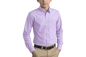 Spring&Gege Boys Long Sleeve Uniform Woven Twill Button Down Shirt