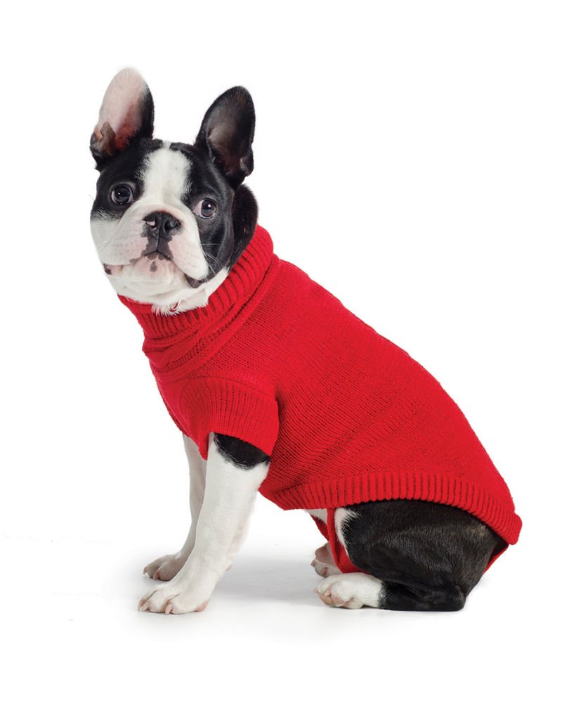 Ancol Muddy Paws Cable Knit Dog Puppy Sweater Red - Luxurious Knitted Pet Jumper with Full Length Coverage - Cold Weather Protection and Additional Layering - XXS