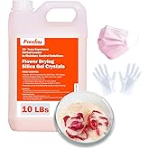 10LBS 3-in-1 Fonday Silica Gel Flower Drying Crystals for Wedding Bouquet Preservation with Gloves and Mask Color Indicating Reusable Bead Size Less Than 1mm (Workshop & Business Bulk)