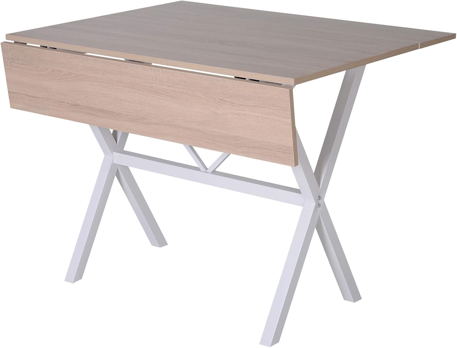 Dining Table Drop Leaf Metal Frame MDF Top Folding Expandable 6 Person Oak Amazon.co.uk