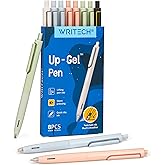 WRITECH Gel Pens Fine Point: 0.5mm No Smear & Smudge Black Ink Pen Click for Journaling Sketching Drawing Notetaking Retractable Extra Finepoint Smooth Writing Silent Pen Set Non Bleed 8ct Up-Gel