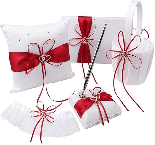 Amazon Com Kanech 5pcs Sets Red Satin Wedding Flower Girl Basket
