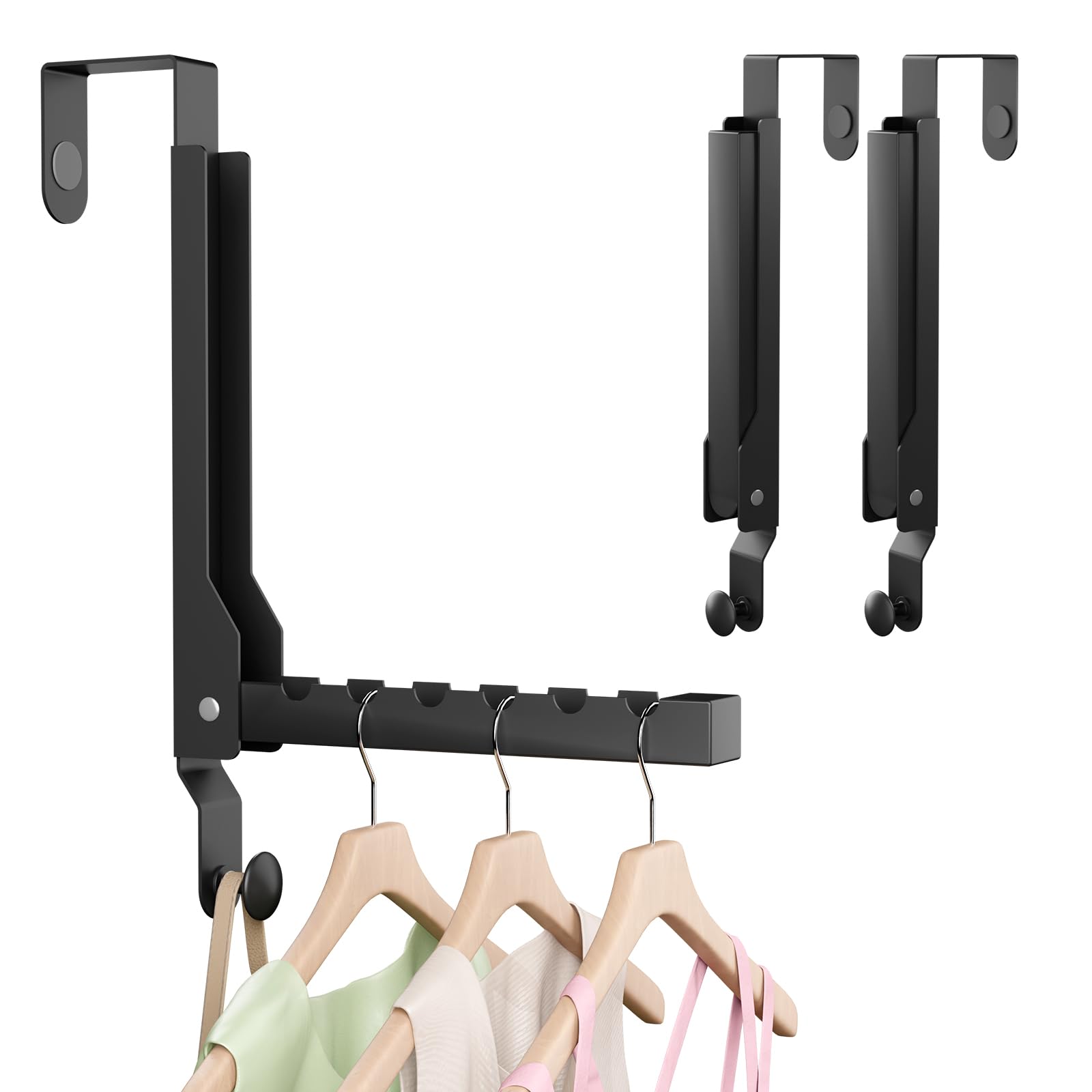Photo 1 of 2 Pack Heavy Duty Over The Door Hooks, Over The Door Clothes Hanger, Over The Door Hanger, Foldable Over The Door Drying Rack for Laundry, Over Door Hook for Hanging Clothes,Rust-Resistant,Black