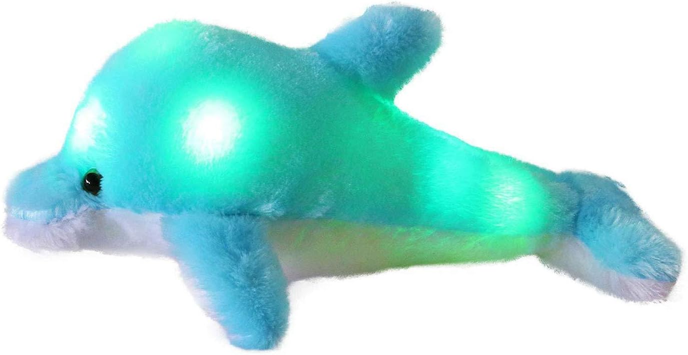 Best DiscountLED Light Up Colorful Pillow Plush Cushion Doll (45cm blue dolphin)
