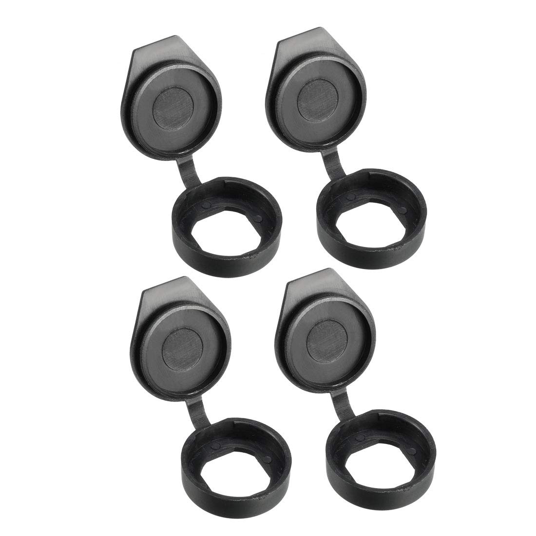 Sourcingmap 4pcs Hard Plastic Dust Cover Square Hole Waterproof Caps Oval Hole Black Fit for 22mm Dia Cam Lock