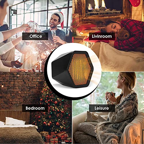 Heizlüfter Energiesparend,1000W Leise Heizlüfter mit 2 Modi,Elektroheizung mit Hochtemperaturschutz,Manueller 360° Flip,Keramik Heizlüftern für das Büro,Wohnzimmer,Schlafzimmer(Schwarz)