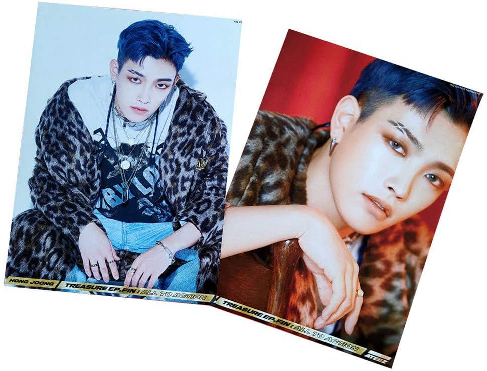 ForUBeauty 2 pcs Kpop ATEEZ Posters Treasure EP.FIN: All to Action Poster San Wooyoung Seonghwa Yeo Sang Wall Decor Gift for Fans 30x21cm(Hong Joong)