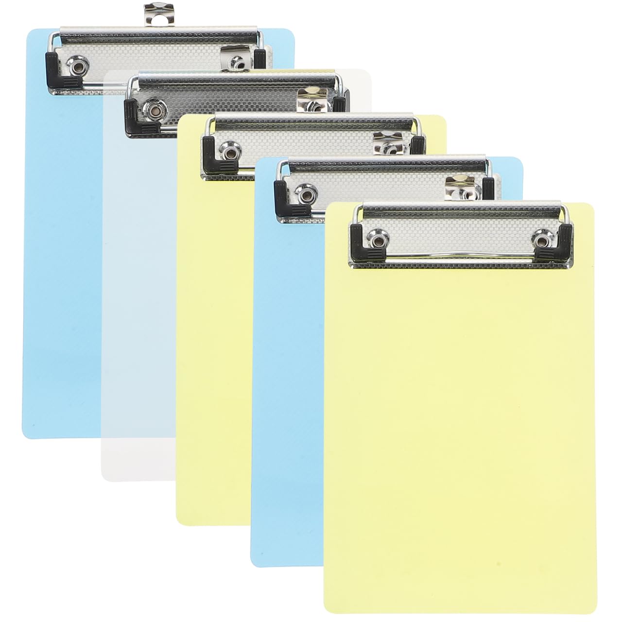 NUOLUX 5 Pack A6 Clipboards Mini Colourful Transparent Plastic Clip Board with Low Profile Clip (Random Color)