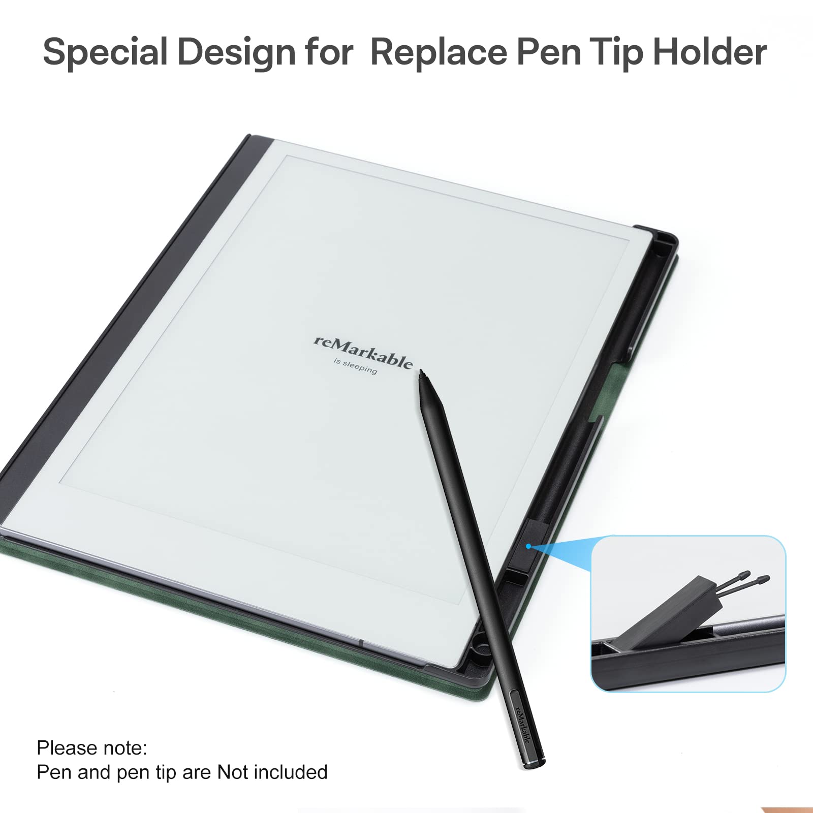 CoBak Case for Remarkable 2 Paper Tablet - Lightweight and Hard Back Shell Protective Book Folio Cover with Built-in Pen Holder - for 10.3