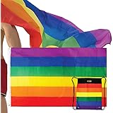 The Pride Side Gay Pride Flag Set By 3x5 Feet Hangable & Wearable As A Cape Rainbow LGBT Colors Homosexual Lesbian Outdoor Banner. Extra-Durable With Brass Grommets + Travel String Bag