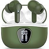 Wireless Earbuds, Bluetooth 5.4 Headphones HiFi Stereo, Bluetooth Earbuds with ENC Noise Cancelling Mic, IP7 Waterproof in Ear Earphones, 48H, LED Display Ear buds for Pad Phones Workout Sports, Green