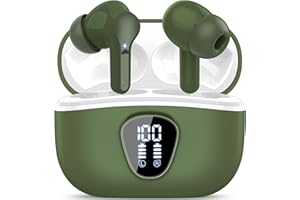 BESNOOW Wireless Earbuds, Bluetooth 5.4 Headphones HiFi Stereo, Bluetooth Earbuds with ENC Noise Cancelling Mic, IP7 Waterproof in Ear Earphones, 48H, LED Display Ear buds for Pad Workout Sports, Green