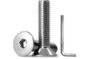 KONGKI M4 x 14mm Flat Socket Head Screws 30Pcs, 304 Stainless Steel 18-8 Countersunk Bolts, Full Thread (with Hex Spanne)