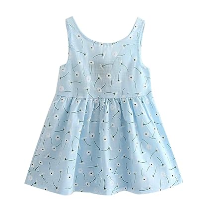 YWLINK Kleinkind MäDchen Rückenfrei Sommer Prinzessin Kleid Mit Blume Stickerei Baby Party Hochzeit ÄRmellose Bequem Süß Klei
