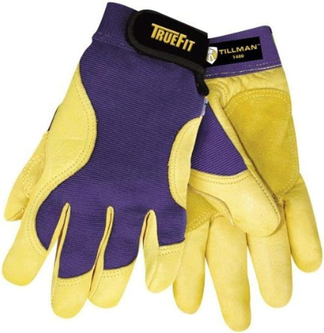 John Tillman 1480M Medium Blue/Gold True Fit Full Finger Top Grain Spandex/Deerskin Premium Mechanics Gloves