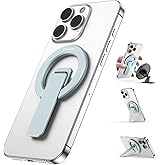 Magtame Double-Sided Magnetic Phone Stand Grip, Strong Magnetic Kickstand Desk Holder for Mag&Safe and Smartphone, Foldable Adjustable Design, Blue