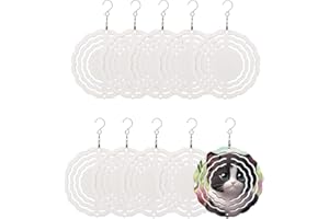 MRHEPHAESTUS 10 Pack Sublimation Wind Spinner Blanks, 3 Inch 3D Aluminum Metal Wind Spinners Hanging Wind Spinner Sublimation Products for DIY Crafts Indoor Outdoor Yard Garden Window Decoration Gifts (Round)