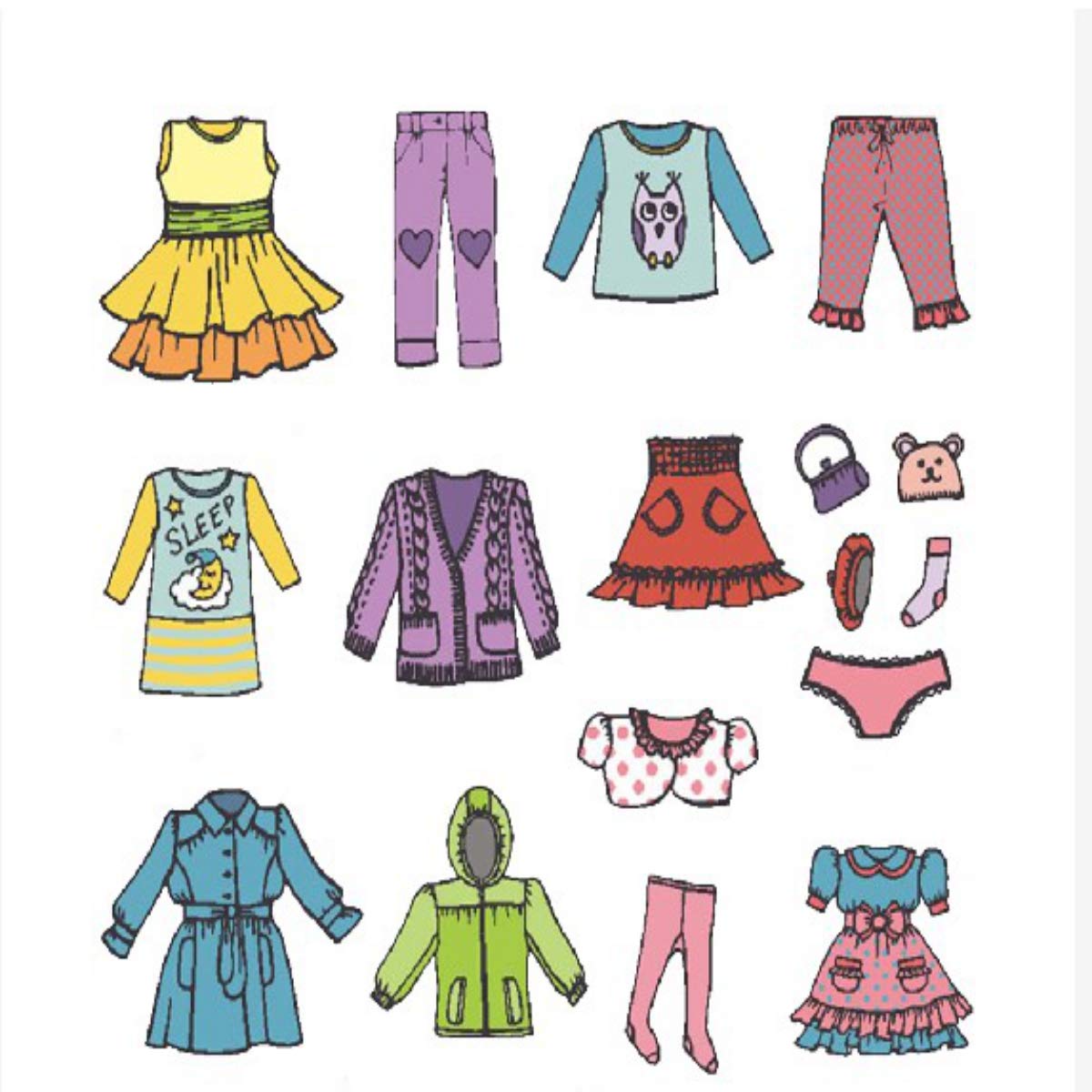 1 Sheet Girl Clothing Decals, Removable Clothes Dress Classification Label Stickers for Wardrobe or Drawer Organizing