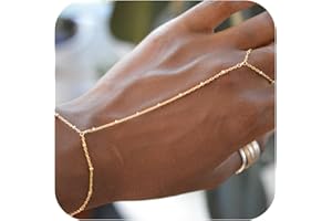 Hand Chain Gold Bracelets for Women Dainty Minimalist 14k Gold Finger Ring Slave Bracelet Trendy Boho Jewelry Gifts
