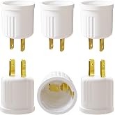 Outlet to Socket Adapter, Convert Outlet to E26 Light Bulb Socket, Plug-in Light Socket, 6 Pack