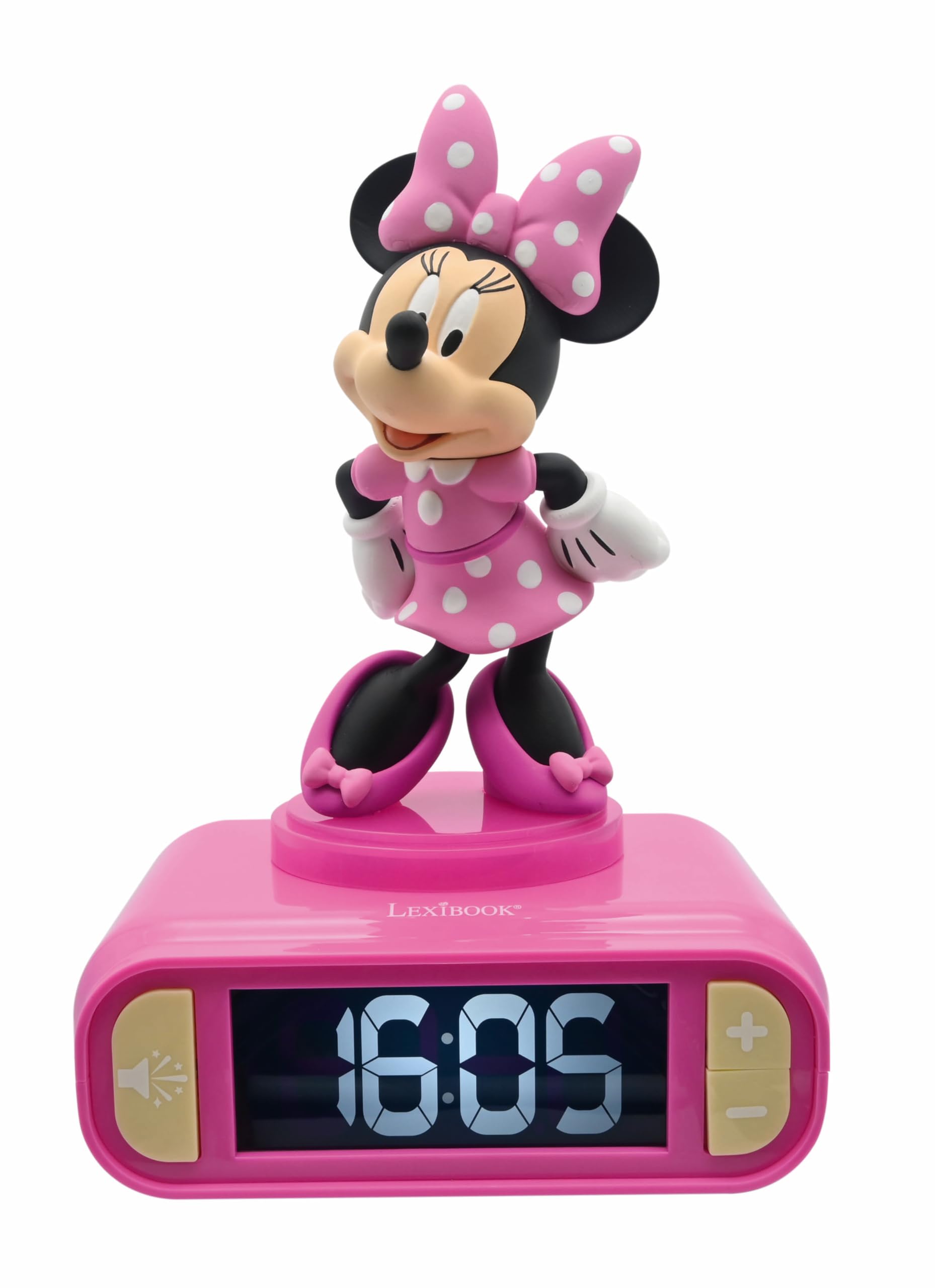 LEXIBOOK, Disney Minnie, Nightlight alarm clock, Sounds and Melodies, LCD Backlit screen, Luminous, Snooze, Pink, RL800MN — image 1