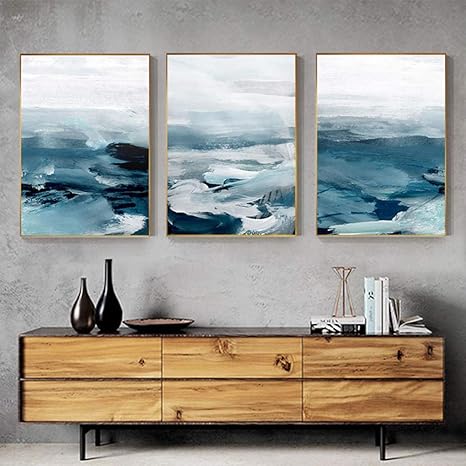 Amazon Jwjg抽象的な驚くべき青い海の雲キャンバス絵画インテリア壁掛けモダンのポスターと印刷スカンジナビアの壁の芸術の写真リビングルームの家の装飾画40 60cm 3フレームレス ウォールステッカー オンライン通販