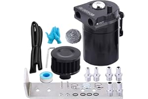EVIL ENERGY Baffled Oil Catch Can,Oil Separator Catch Can with Breather Filter 300ml Universal Aluminum