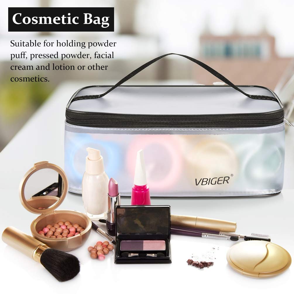 Vbiger Kulturbeutel Transparent Kosmetiktasche 3 Stück TSA-zugelassen Umweltfreundlich Make-Up Tasche wasserdichte Toiletbag Mit ReißVerschluss Multi-Größen (Klein, Medium, Groß)