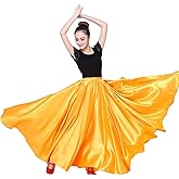 Dance Skirts for Women Satin Full Circle Ankle Length Swing Long Skirt Women Maxi Shiny Skirt for Party Costume Belly Dance