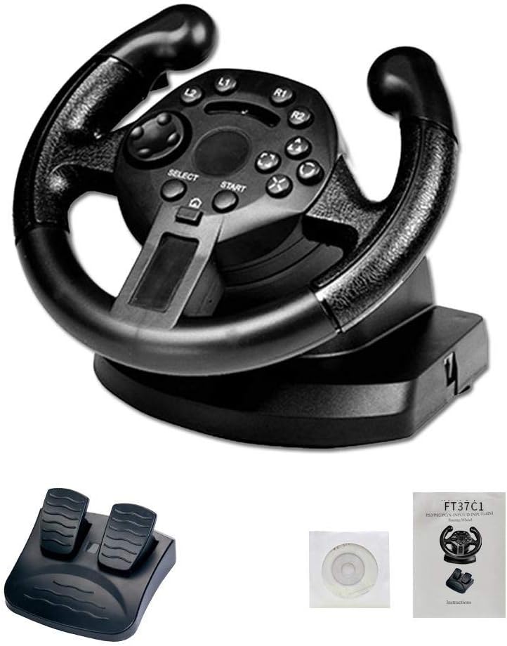 Game Racing Steering Wheel Compatible Racing Wheel for PS3/PC (D-Input/X-Input) Simulated Driving Controller Vibration