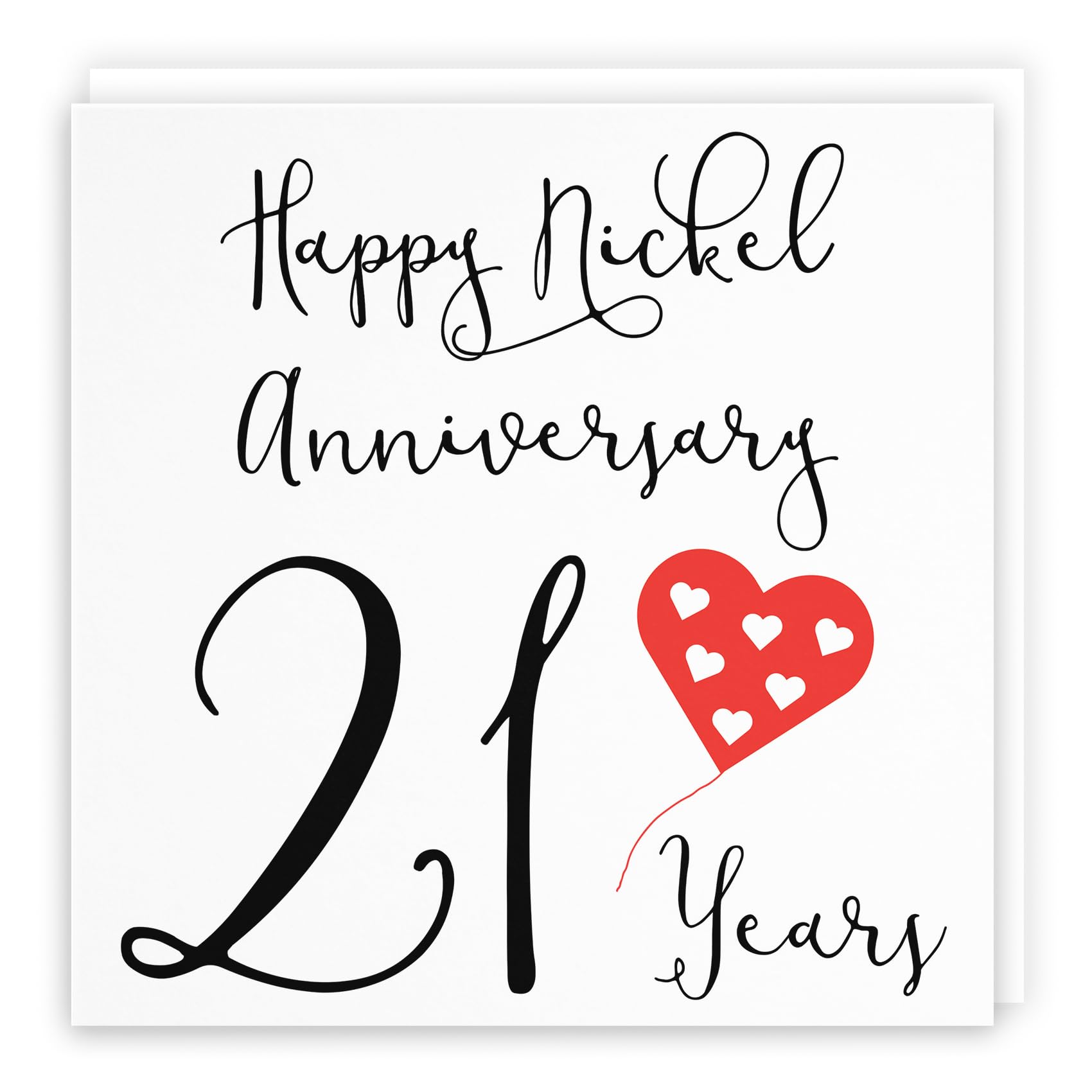 Hunts England - Large 21st Wedding Anniversary Card - Happy Nickel Anniversary - 21 Years - Red Heart Collection - Large - 210 x 210 mm - Fun Card - For Him, Her, Couples, etc. — image 1
