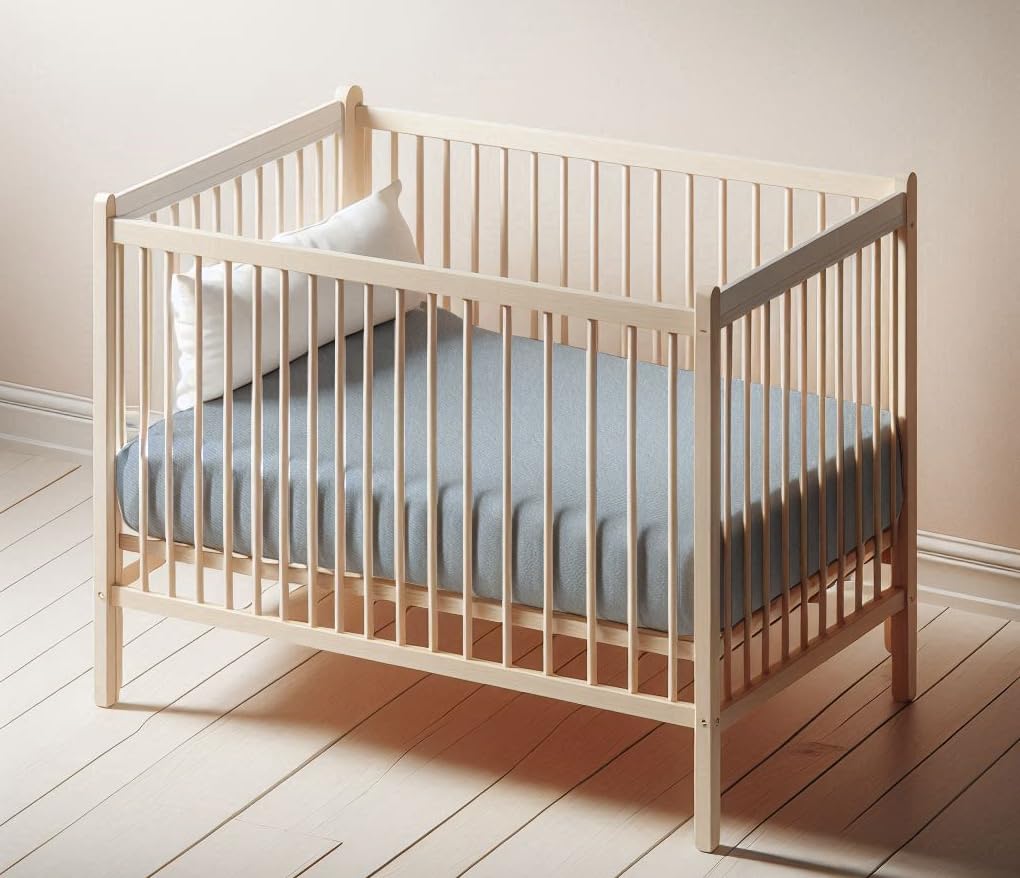 Callowesse 2-Pack Crib Fitted Sheets 94cm x 40cm, Organic Cotton Baby Bedding, Elasticated Edges for Snug Fit. Sky Blue