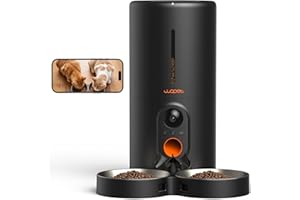 WOPET Automatic Cat Feeder with Camera for Two Cats, 6L Automatic Dog Feeder with HD Video and Night Vision, 5G/2.4G WiFi Pet Feeder for Cats & Dogs, SD Card Storage & 2-Way Audio