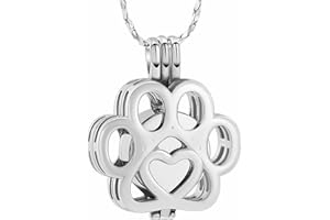 Imrsanl Pet Ashes Necklace Cremation Jewelry for Cat Dog Ashes Pendant Paw Print Urn Necklace for Women Men Keepsake Jewelry for Memorial Locket