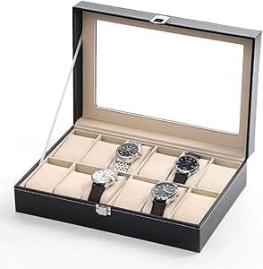 GOVD Caja Relojes 12 Hombre, Color Negro, Caja para Guardar ...
