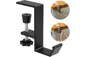 cobee Purse Hook for Table, Purse Hanger for Desk, Clamp-On Under Desk Backpack Hanger, Women's Bag Hook for Handbag and Purse Holder(Black Single Hook)