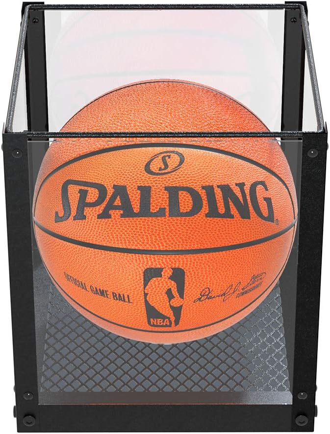 J JACKCUBE DESIGN Acrylic Basketball Display Case, Clear Display Box Showcase Holder with Metal Mesh Base for Autograph Football, Socerball, Volleyball Memorabilia Collectibles - MK633A : Sports & Outdoors