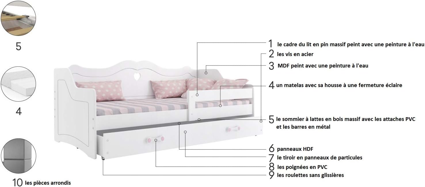 Interbeds Lit Enfant Julie 80x160 Avec Matelas Sommier Et Tiroir En Blanc Chambre D Enfant Lits Napravi Rs