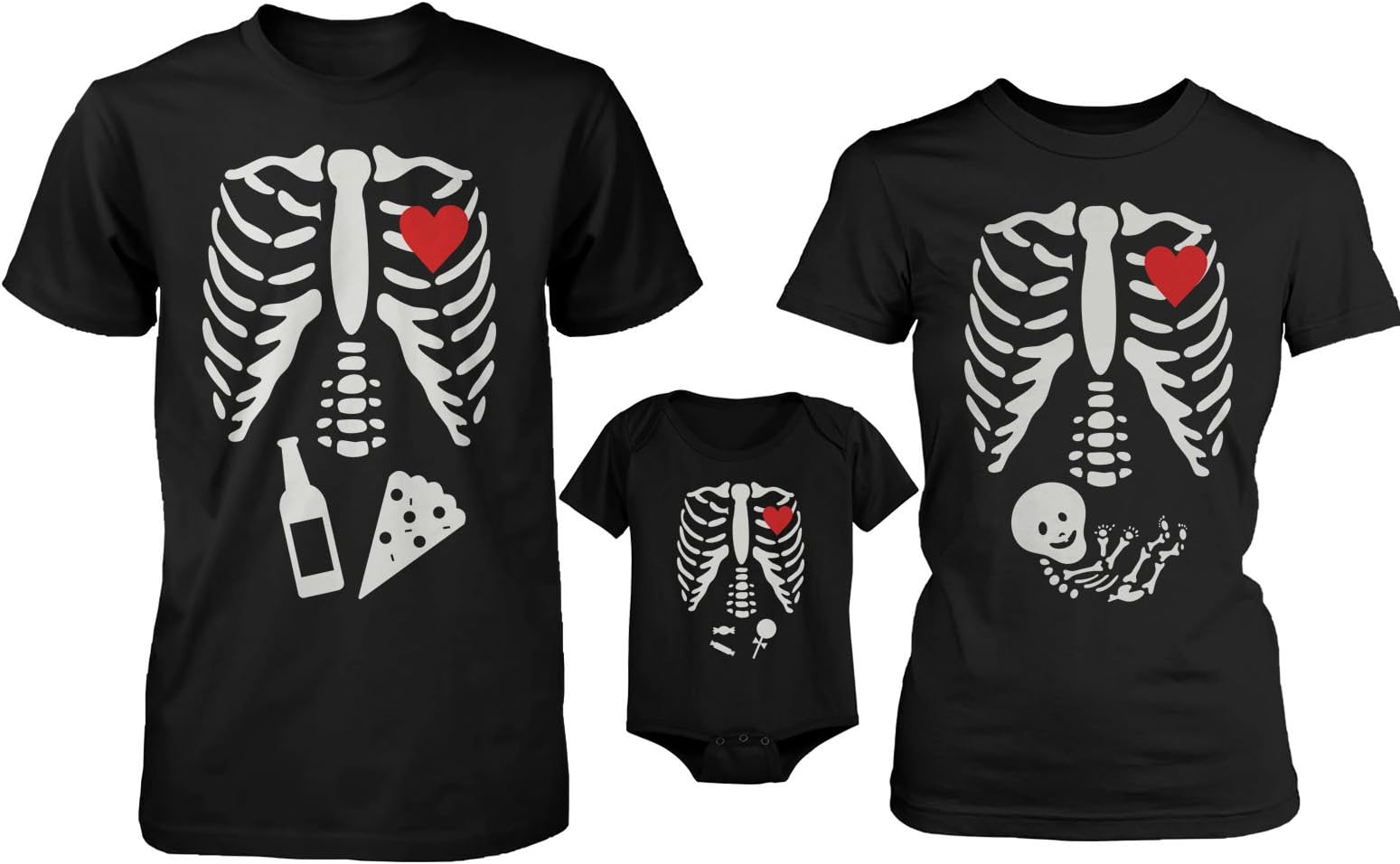 Funny Halloween X-Ray Shirt and Onesie Family T-Shirts for Dad Mom and Baby