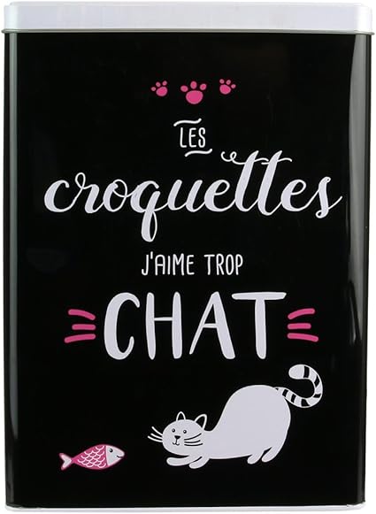 Les Tresors De Lily P9216 Boite Metal Croquettes Chat Noir Blanc 25x18x10 Cm Amazon Fr Cuisine Maison